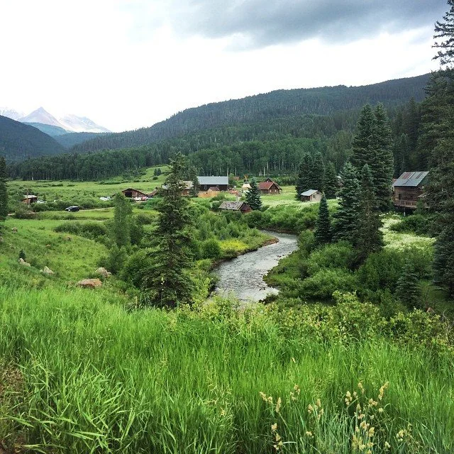 Cabins and creek at Dunton Hot Springs (archive photograph)