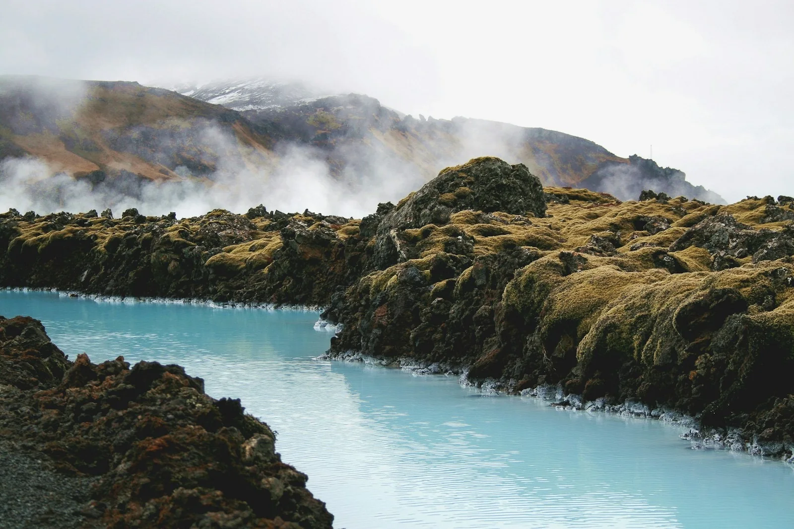 Milky blue geothermal water at the Blue Lagoon in Iceland