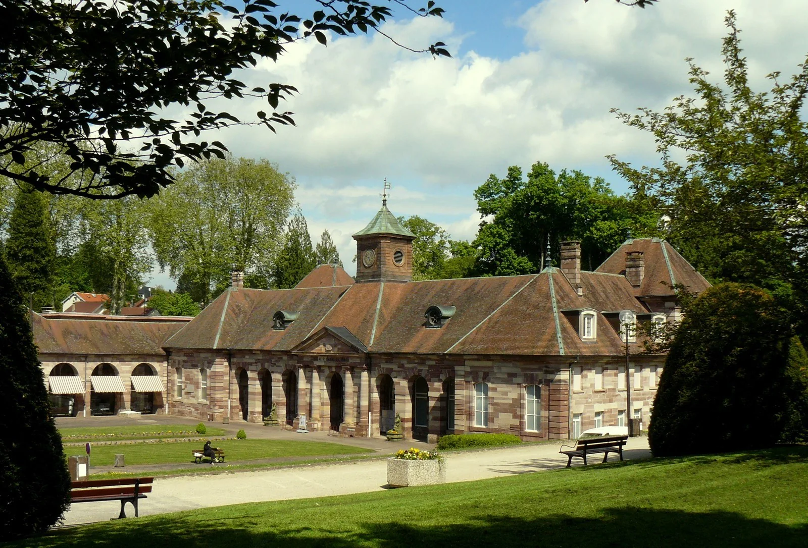 The thermal-bath building at Luxeuil-les-Bains seen across the grounds in May 2010