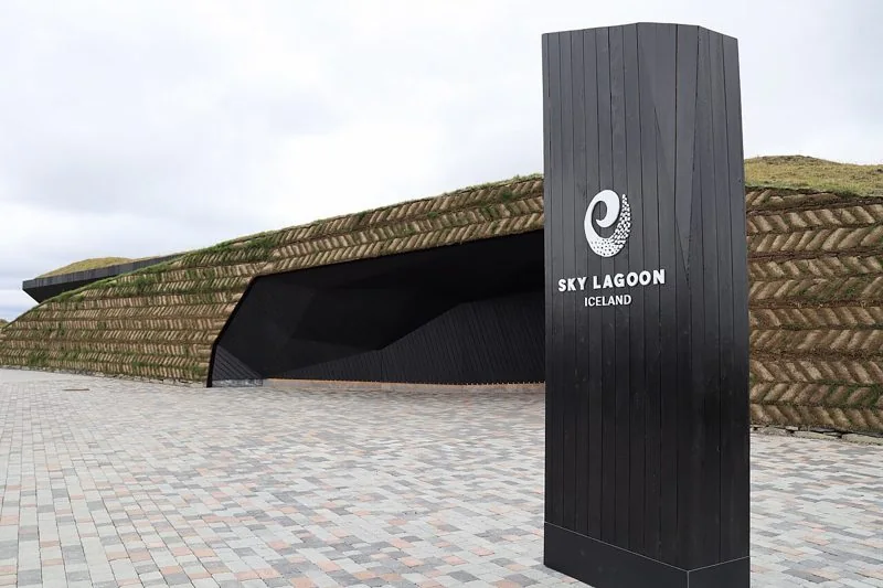 Entrance and turf wall at Sky Lagoon (archive photograph)
