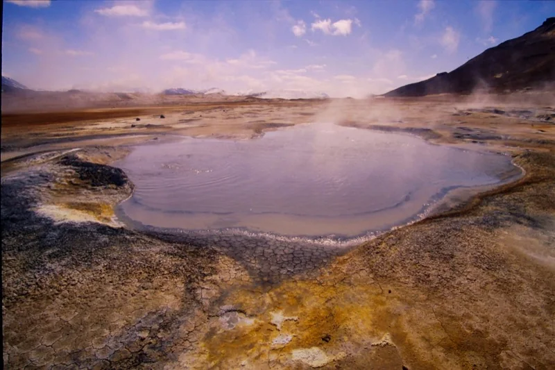 Steam rising from Iceland’s geothermal landscape